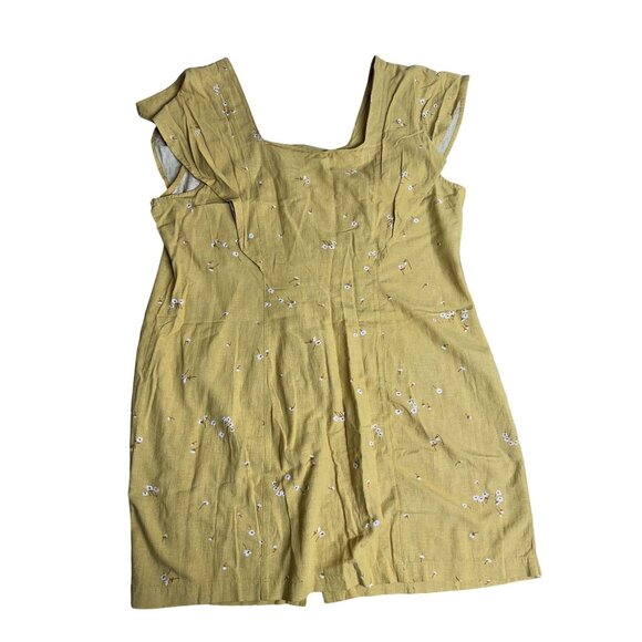 Ana New Approach Yellow Floral Sleeveless Dress Womens Size K Rayon Linen Blend - Picture 2 of 5